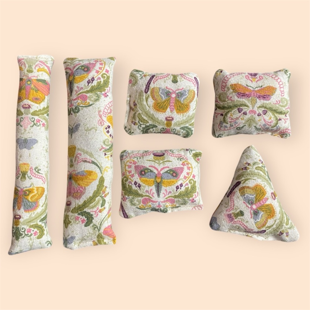 Handmade Beige Boho Print Catnip Kick Stick Cat Toy Set (6)
